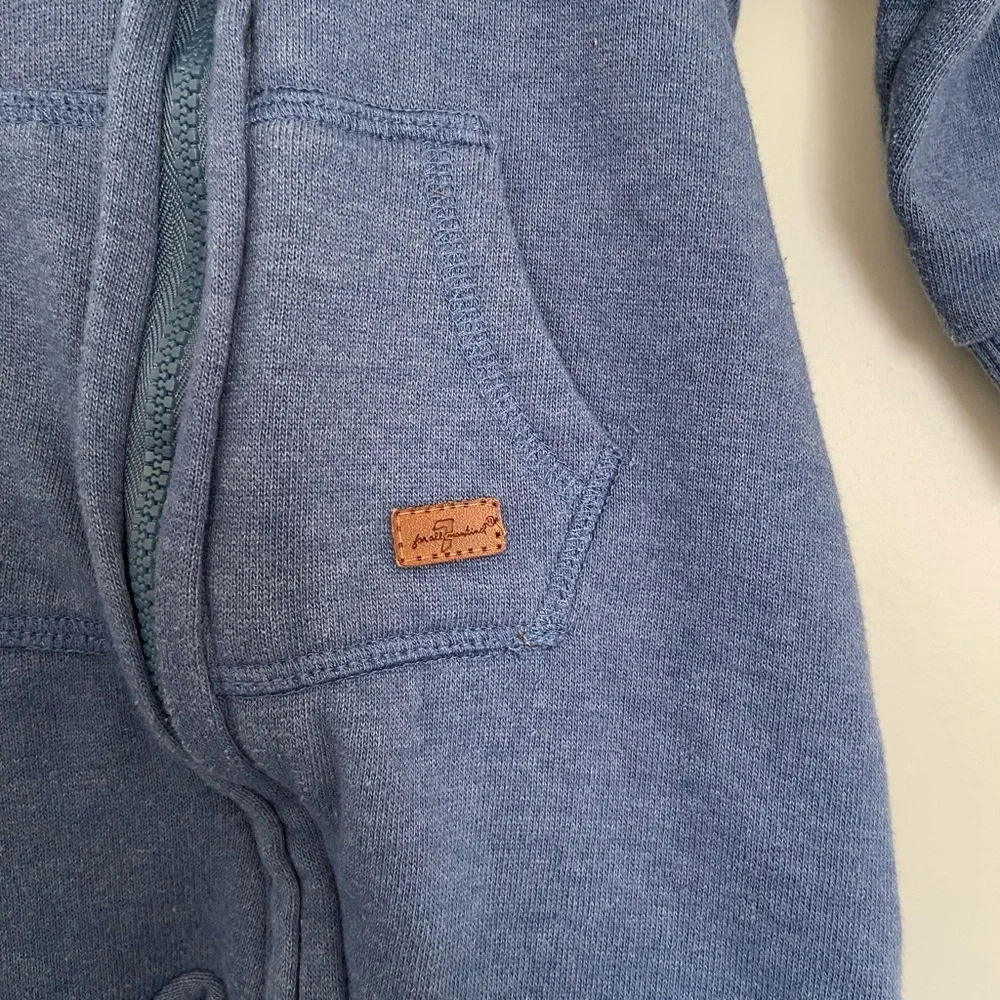 NWOT 7 For All Mankind baby boy’s blue fur lined hooded zip one piece jumper 6-9